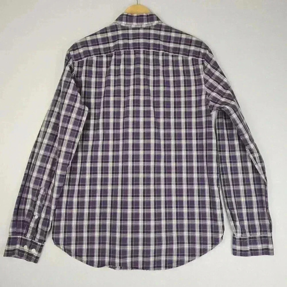 Eddie Bauer Mens Plaid Button Down Collar Shirt M Legend Wash Classic Fit Purple - Picture 4 of 15